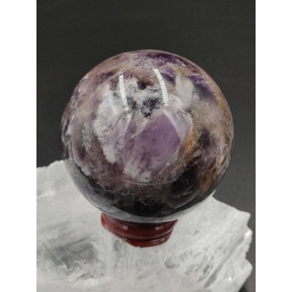 🌸 อเมทิส บอล พร้อมฐานไม้ มีรูปหัวใจเล็กๆ น่ารักๆ( Amethyst Geode Ball ) ✨