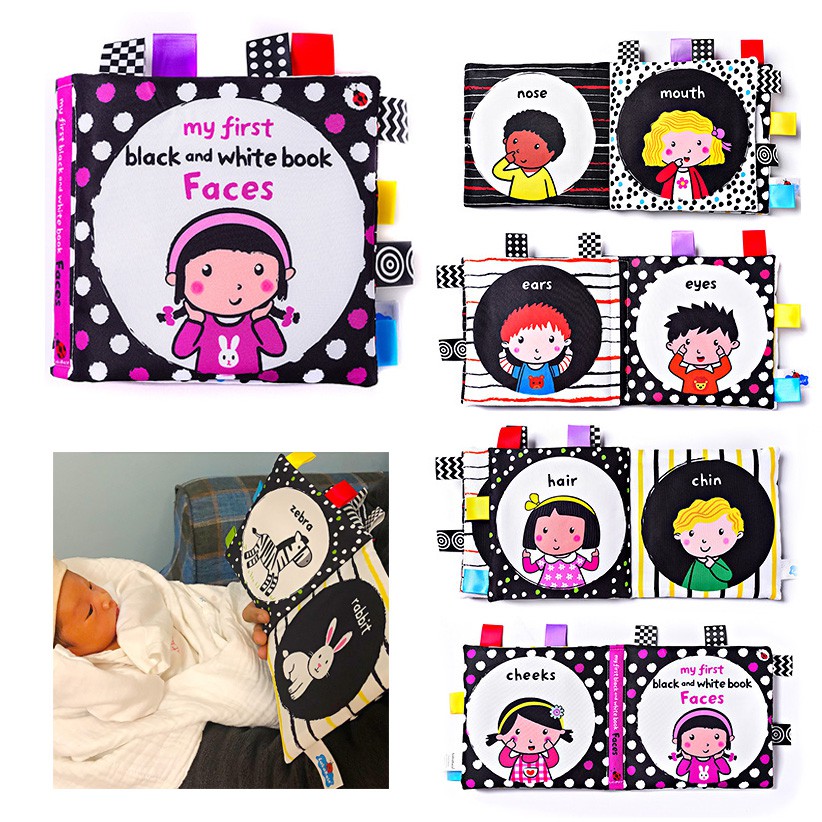 Smart kiddy shop หนังสือผ้า my first black and white : Faces ( หนังสือผ้าเสริมพัฒนาการ สำหรับเด็กอ่อน )