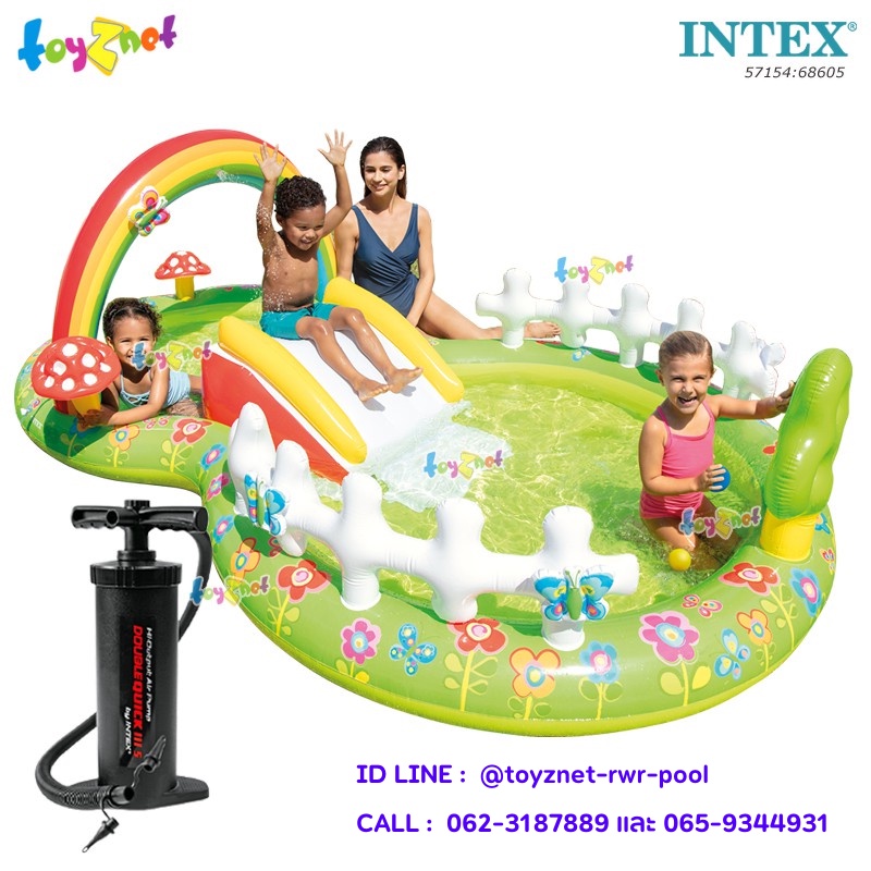 Intex สวนน้ำ สระน้ำ เป่าลม สไลเดอร์ หมีพูห์ 2.82x1.73x1.07 ม. รุ่น 57136 + ที่สูบลมดับเบิ้ลควิ๊ก วัน