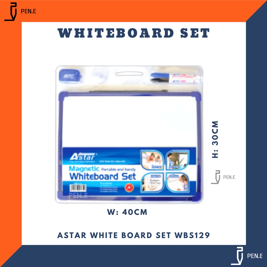 ASTAR MAGNETIC WHITEBOARD SET 30CM(H) X 40CM(W) WBS129