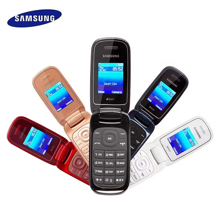 Samsung E1272 GSM 2G โทรศัพท ์ มือถือสี ่ วงปุ ่ มพลิกการ ์ ดคู ่ โทรศัพท ์ มือถือ