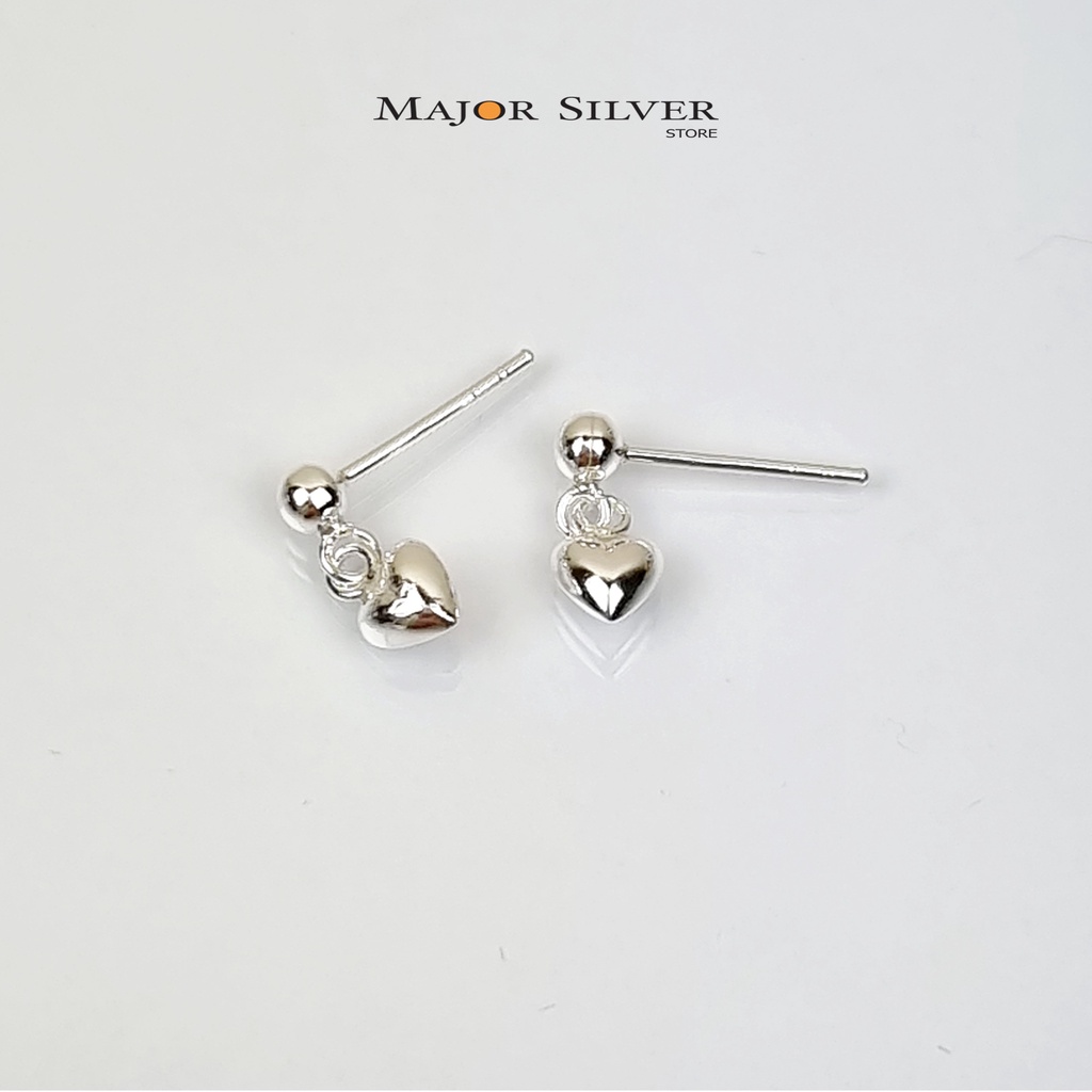 ต่างหูเงินแท้92.5% บอลหัวใจ5มิล ต่างหูแฟชั่นแบบห้อย น่ารักๆ สไตล์เรียบๆ ดีไซน์สวยเก๋ : E-B3-BHe-5