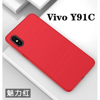 TPU CASE เคสวีโว่ Vivo Y91C / Y1s เคสซิลิโคน เคสนิ่ม สวยและบางมาก เคสสีดําสีแดง [ส่งจากไทย]