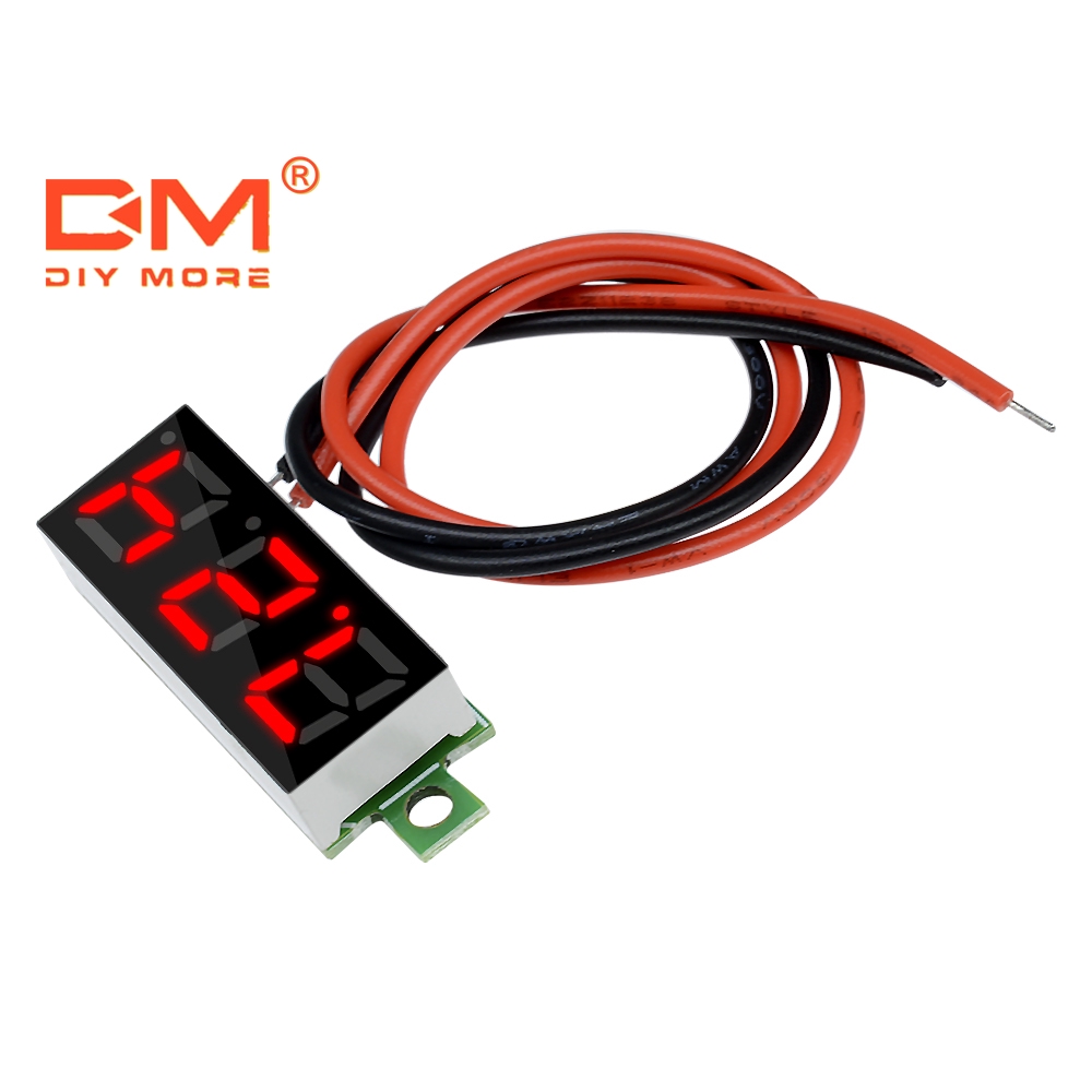 DIYMORE 0 . 28 นิ้ว dc 2 . 5-30 v mini อุปกรณ์เกจมิเตอร์ดิจิตอลสําหรับวัดแรงดันไฟฟ้าสีแดงมีไฟ led 2 สายไฟ