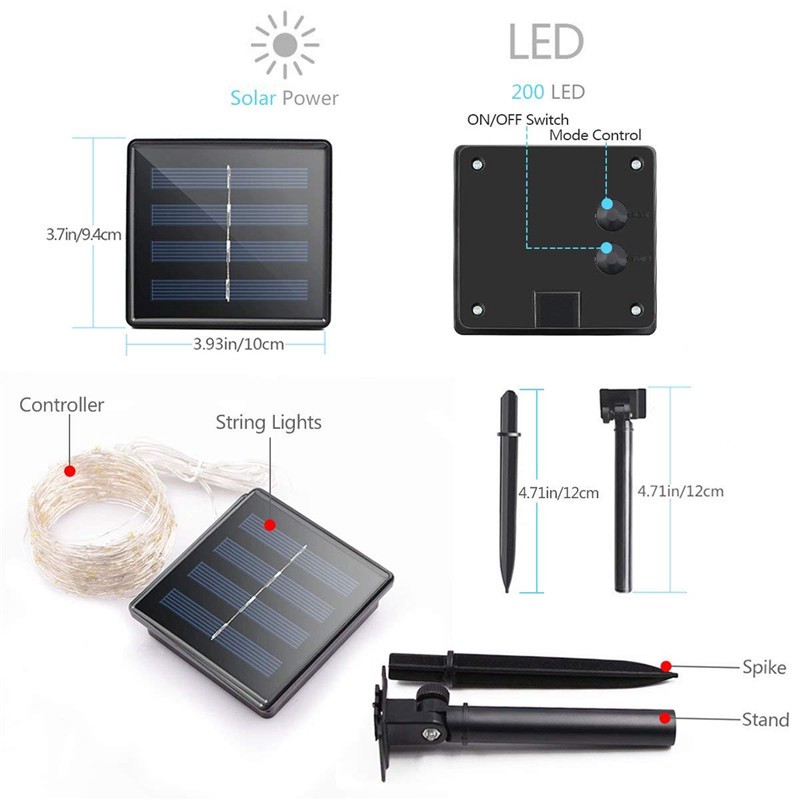 High Quality200 LED Solar Powered Copper Wire String Lights Starry ...