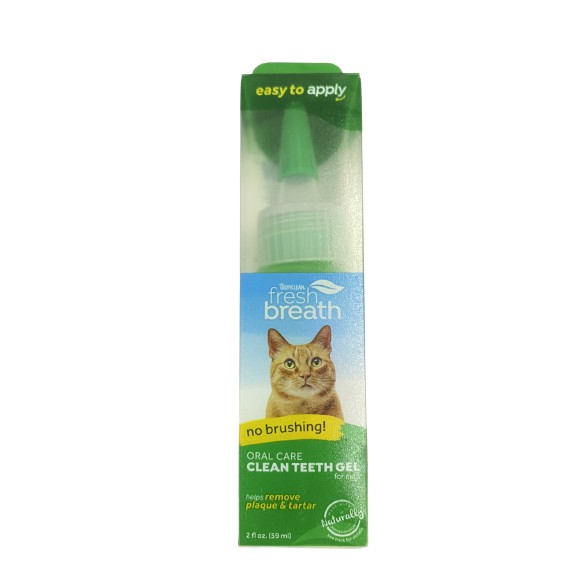 Tropiclean fresh breath clean teeth for cats 59 ml. เจลทำความสะอาดฟันสำหรับแมว จำนวน 1 ขวด (แพ็คเกจใหม่)