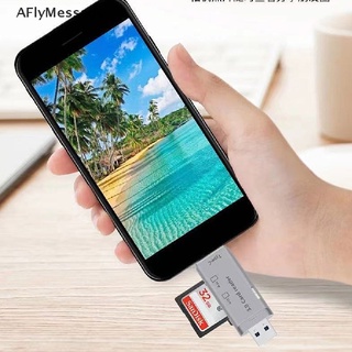 Aflymessage อะแดปเตอร์การ์ดรีดเดอร์ USB 3.0 Type C SD TF Micro Card Reader OTG สําหรับ PC แล็ปท็อป โทรศัพท์มือถือ