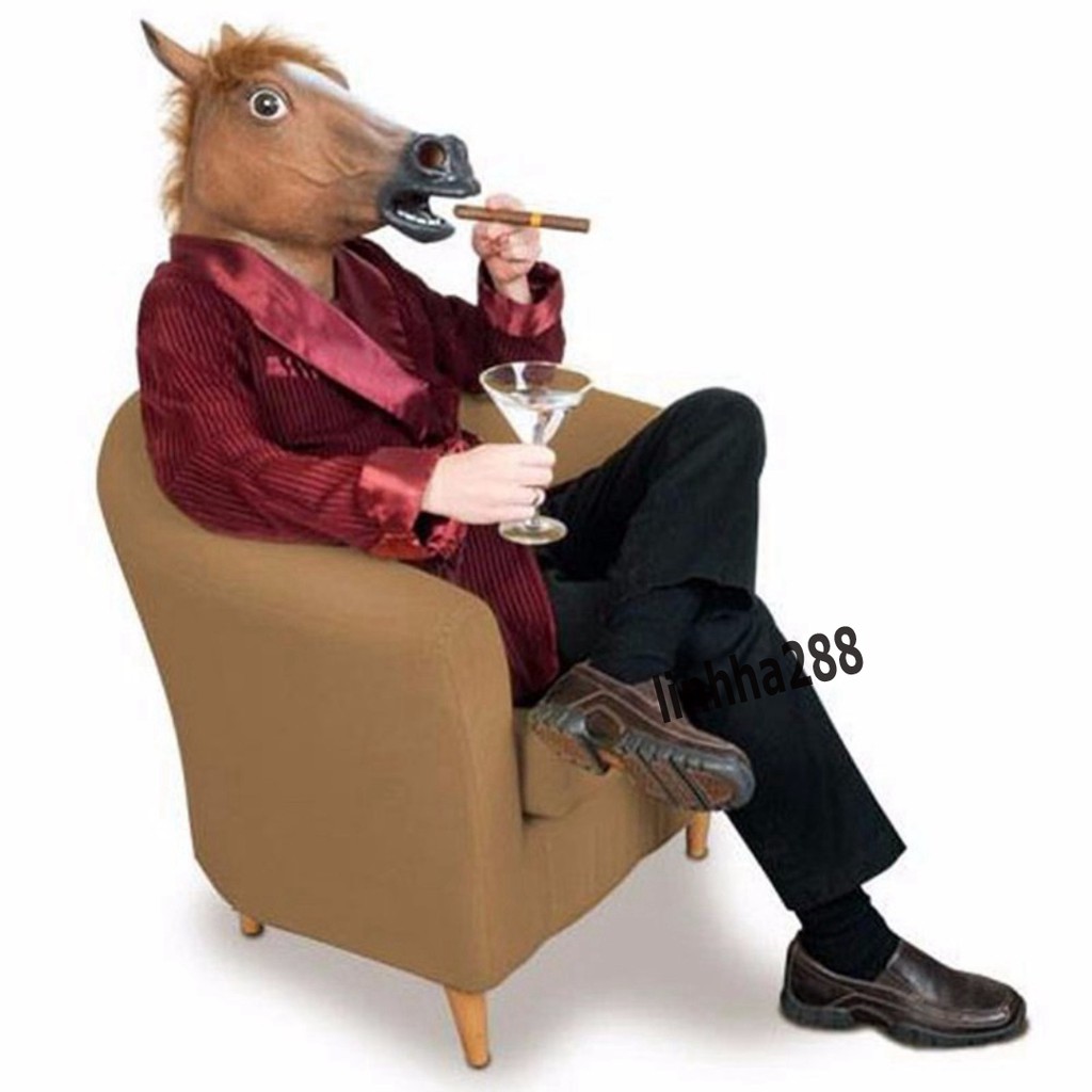 (Horse MASK/ 3 COLORS ) - HALLOWEEN HIGH QUALITY HORSE HEAD COSTUME MASK - หน้ากากหัวม้าขนสําหรับเคร
