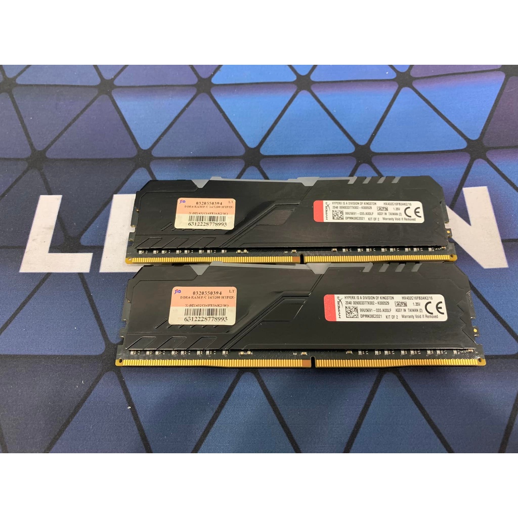 16GB (8GBx2) DDR4 3200MHz RAM KINGSTON HyperX FURY RGB (HX432C16FB3AK2/16) มือสอง