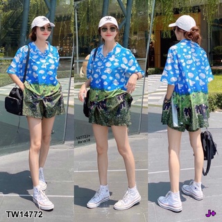 AK 14772 Set 2 ชิ้น เสื้อเชิ้ต กระดุมหน้า แขนสั้น