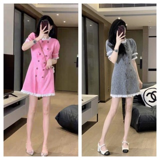 Swetie Pinky Dolly Dress Size S เดรสผ้าทวิต สีชมพู แขนพองตุ๊กตา เดรสสั้น กระดุมหน้า ซับในทั้งชุด เดรสทำงาน เดรสออกงาน