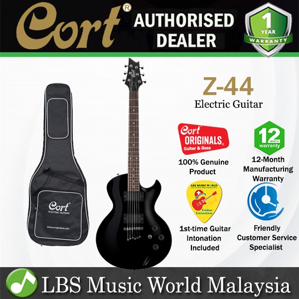 Cort Z44 Cutaway Set ใน Mahogany Solid Die Cast HH Pickup กีตาร์ไฟฟ้าสีดํา (Z 44)