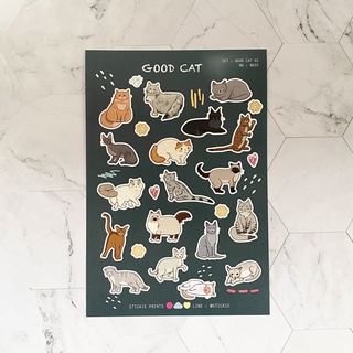 สติ๊กเกอร์ติดเล่น กันน้ำ ลาย GOOD CAT ( Sticker dicut 1 sheet )