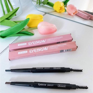 no756 ดินสอเขียนคิ้ว lameila eyebrow pencil   รุ่มใหม่ แบบหมุน พร้อมแปรงปัด กล่องสีชมพู