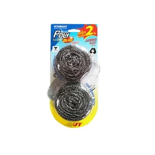 Poly-Brite Ultra โพลี-ไบรท์อัลตร้า ฝอยสเตนเลสแท้ ไม่เป็นสนิม ขัดคราบไหม้ หม้อ กระทะ ทนทาน (25 กรัม x 2 ชิ้น)