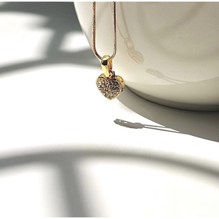 42 gold heart locket necklace 1.5 cm สร้อยคอจี้หัวใจ (Aetop.accessories)