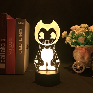 โคมไฟกลางคืน Led รูปการ์ตูนเกมฟิกเกอร์ Bendy and the ink machine 3d สําหรับตกแต่งห้องนอน ของขวัญวันเกิด