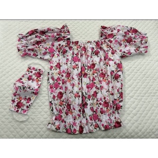 🌼  เซ็ตเสื้อแขนตุ๊กตา+แมส  🌼 ( ขนาเฟรีไซส์ อก 32-38 )