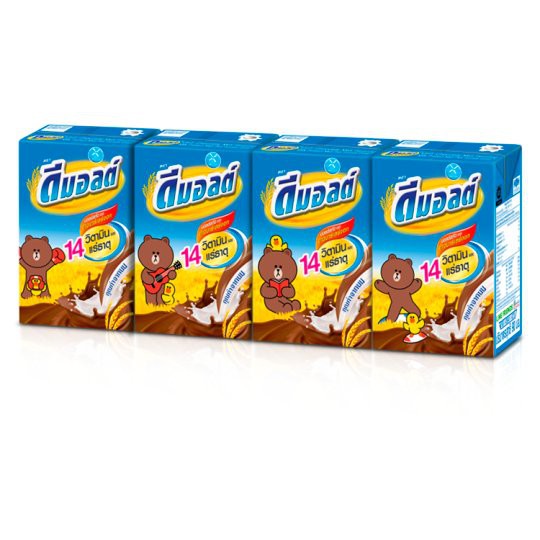 🔥The Best!! ดีมอลต์ ผลิตภัณฑ์นมยูเอชที รสมอลต์ช็อกโกแลต สูตรมอลต์พลัส 90มล. x 4 กล่อง Dehydrated UHT milk products Choco