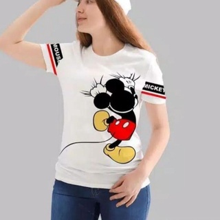 คอตต้อนคอกลมเสื้อยืด พิมพ์ลาย MICKEY MOUSE Climbing DISTRO สําหรับผู้หญิงS-5XL