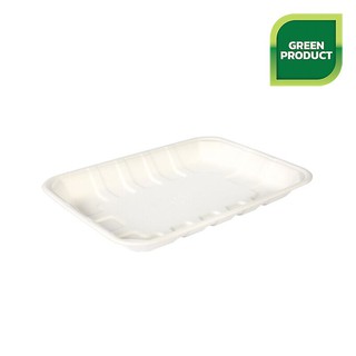 ถาดชานอ้อยอเนกประสงค์ 11x8 นิ้ว (แพ็ค50ใบ) ซีล T041 Multipurpose bagasse tray, 11x8 inches (50 pieces pack), seal T041