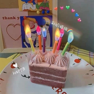 เทียนสีๆ เทียนเปลี่ยนสี เทียนไฟสีๆ เปลวไฟหลากสี 6 แท่ง เทียนวันเกิด เทียน