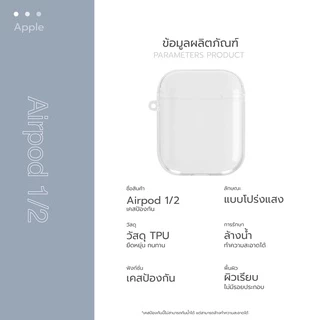 Moreno เคสหูฟัง Air Pods 1/2 เคสกันกระแทก วัสดุTPU แบบสีใส ยืดหยุ่นทนทาน