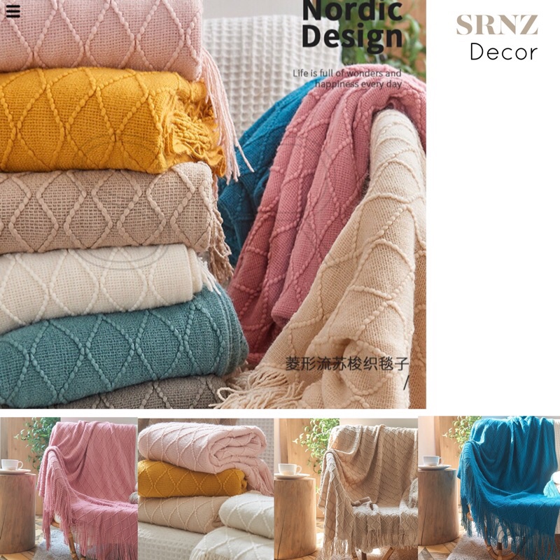 NORDIC COLOUR BOHEMIAN SOFA COVER THROW COVER SOFA BLANKET ผ้าคลุมเตียงตกแต่งเตียงผ้านวม selimut
