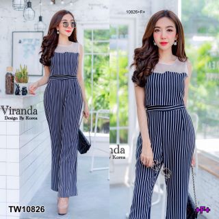 👉✔️📍🙋‍♀Jumpsuit จั๊มสูทยาวลายริ้วระบายหน้า🙋‍♀🗣✔️📍