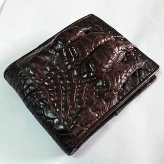 กระเป๋าสตางค์ หนังจระเข้ Unisex crocodile bifold wallet สีน้ำตาล