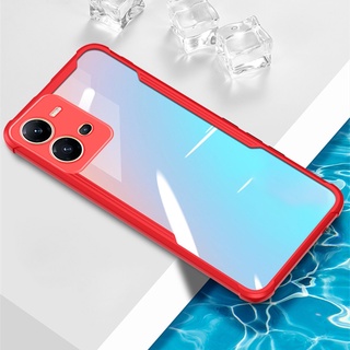 เคสโทรศัพท์ Clear Casing VIVO V25 Pro V25E Y35 Y22 Y22s Y16 Y02s Y77 V23 V23E 5G 4G Acrylic Back Transparent PC TPU Phone Case Shockproof Bumper Edge Airbag Anti Drop Camera Protective Cover เคส