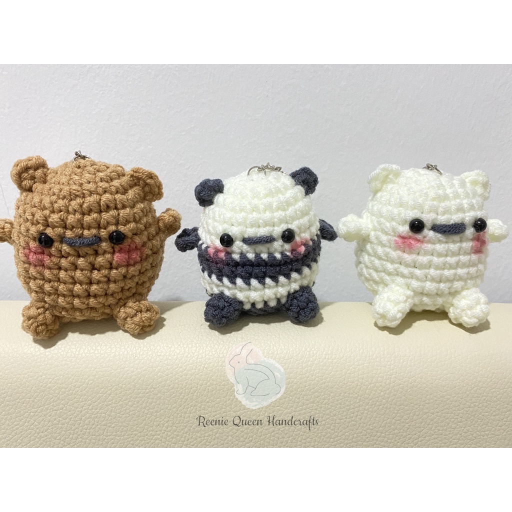 Handmade น่ารัก We Bare Bear พวงกุญแจโครเชต์ (ผลิตภัณฑ์สําเร็จรูป / DIY ชุดถักโครเชต์) 手工钩 针 爱 แหวน 