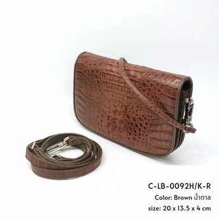 Prang Crocodile Leather Clutch / Cross Body Lady Bag กระเป๋าสะพายข้าง หนังจระเข้ C-LB-0092H/K-R