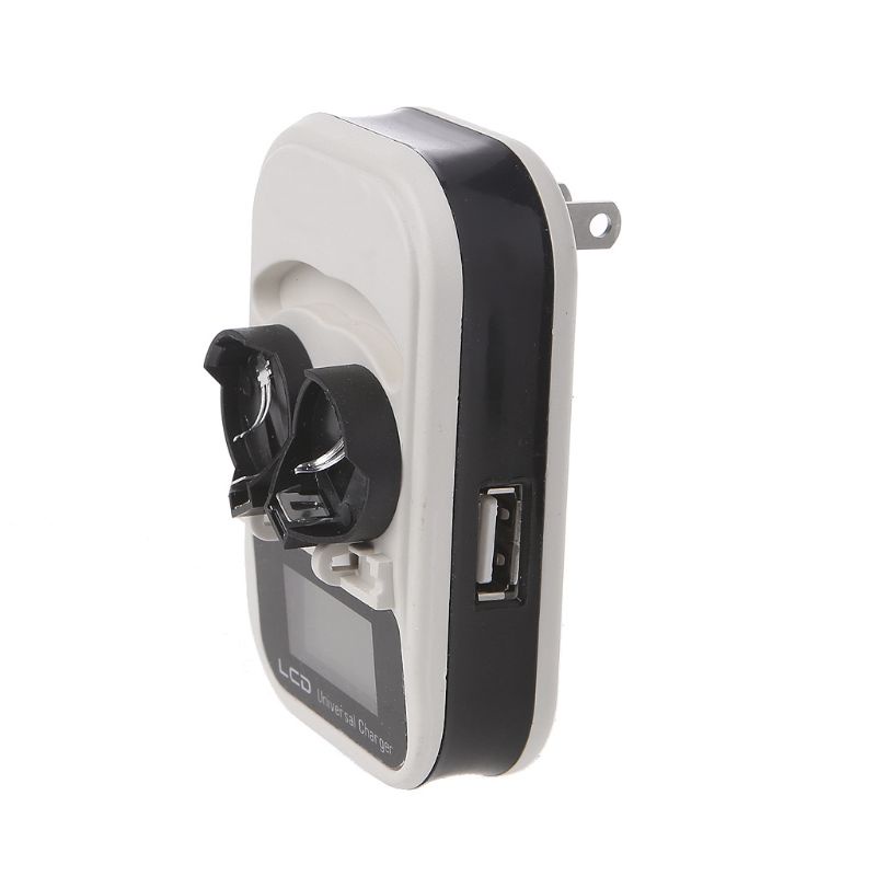 Bett 2 Slot LIR2032 เครื่องชาร์จปุ่มจอแสดงผลดิจิตอล LCD พอร์ต USB US Plug