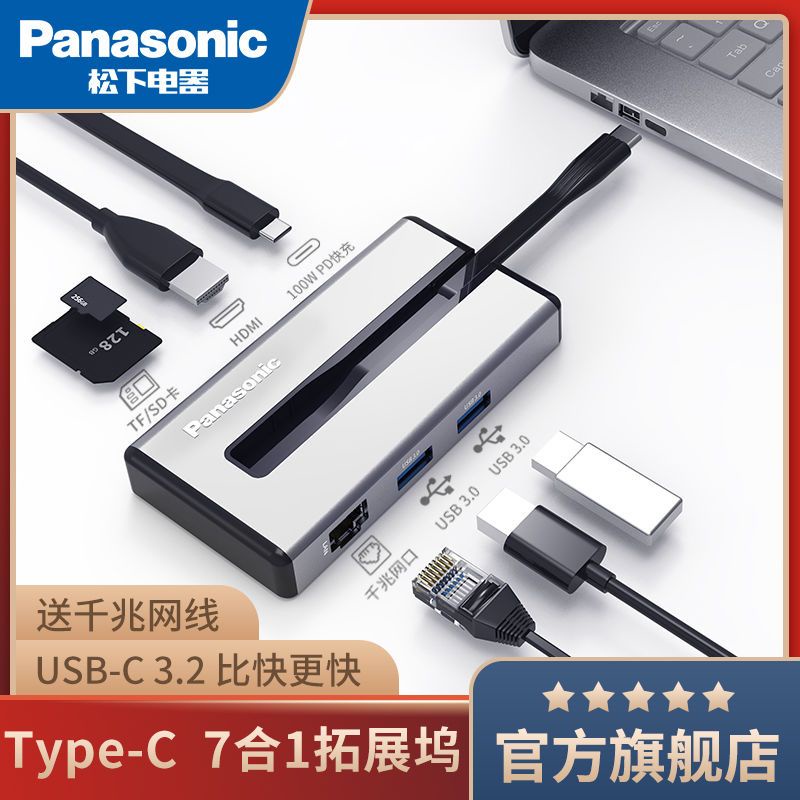 ✾ตัวแปลงแยกพอร์ตเครือข่าย HDMI 4K ชาร์จเร็ว สําหรับ Panasonic Typec