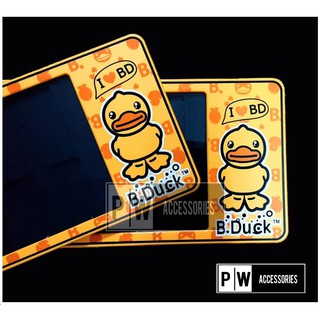 กรอบแผ่นป้ายทะเบียน กันน้ำ ลายการ์ตูน ลาย I Love B.Duck ลายเป็ด กรอบทะเบียนรถยนต์ 1 คู่