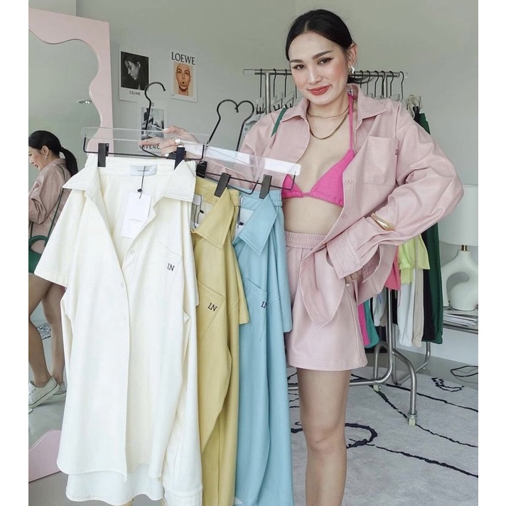 New set ผ้าหนังสีเหลือง + กก จาก Loonnystore ฟรีไซส์ สีสดใสสวย