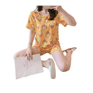 โปรโมชั่น : พร้อมส่งชุดนอนเสื้อแขนสั้น-กางเกงขาสั้น อก38 เอว34 สะโพก38 ใส่นอนแบบสบายๆ