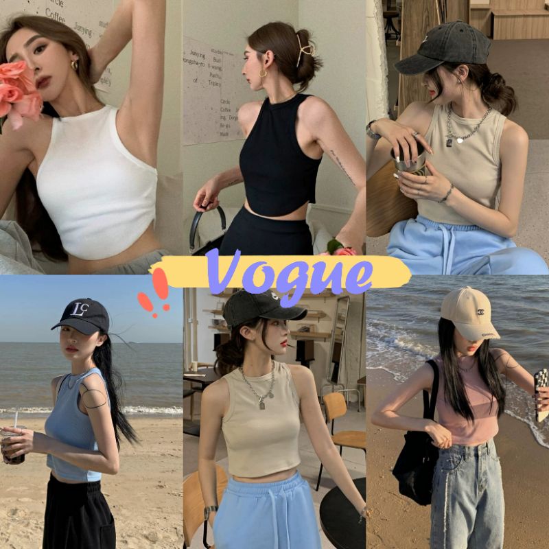 Vogue​ ​พร้อมส่ง​ ​เสื้อกล้ามไหมพรม ผ้านิ่มสีพาสเทลใส่สบายมากน่ารัก (13509)-C