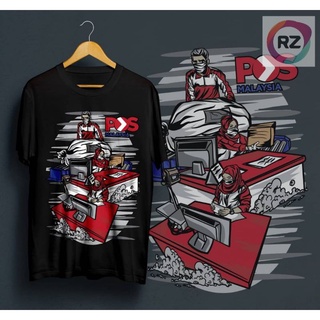 คอตต้อนคอกลมเสื้อยืด ลายทีม Courier Pos Malaysia ไซซ์ S-6XLS-5XL