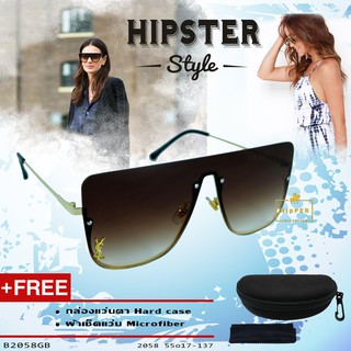 HipPER แว่นกันแดด (เลนส์สีดำจาง-กรอบสีทอง) แว่นตาแฟชั่น Hister Style No.B2058GB