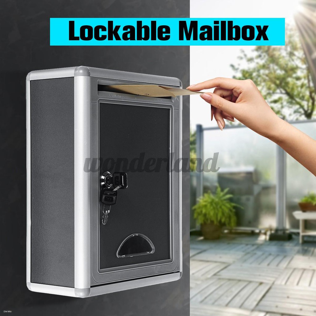 Retro Aluminum Mail Letter Post Storage Box Outdoor Lockable Mailbox Wall Mount Shopee Thailand