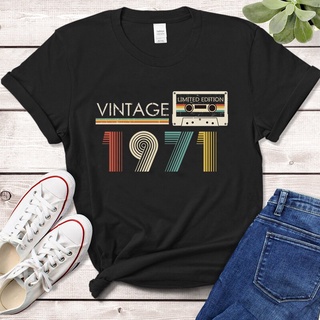 [S-5XL]เสื้อยืด ลายเทปเสียง สไตล์วินเทจ 1971 Limited Edition 51St 51 ปี สําหรับแม่ และเด็ก เหมาะกับงานปาร์ตี้วันเกิด