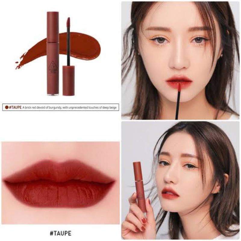 ลิควิค ลิปสติก ยี่ห้อ3CE สี Taupe ขนาดปกติ  ของแท้ ของใหม่มือ 1 พร้อมส่ง