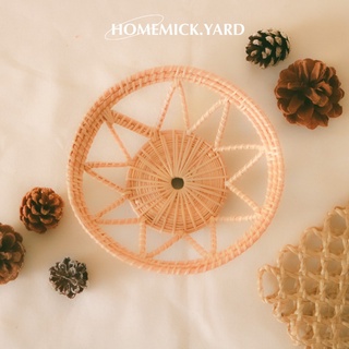 homick.yard🤎 ตะกร้าหวายสานทรงกลม ลายตะวัน สานแน่น แข็งแรง มี 2 สี สีเรียบ กับ สีทูโทน มีเคลือบแลคเกอร์