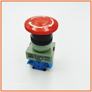 MODEL:AVW-411/AVW-411D PUSH BUTTON SWITCH 22MM. สวิตซ์หัวเห็ดกดล็อคแดง,สวิตซ์หัวเห็ดกดล็อคแดงมีแลมป์ 22มิล 1NO 1NC