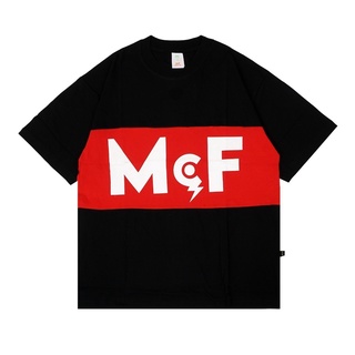 เสื้อยืด MCF BIG RED STRIP BLACK AND WHITE