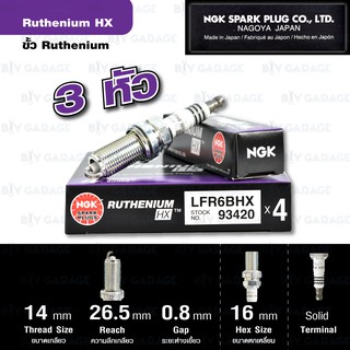 NGK หัวเทียน Ruthenium HX LFR6BHX 3 หัว Mitsubishi Mirage '1…