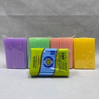 หลอดสั้น หลอดยาว อนามัย ตรามงกุฎ คละสี (1-10 ห่อ/แพ็ค)