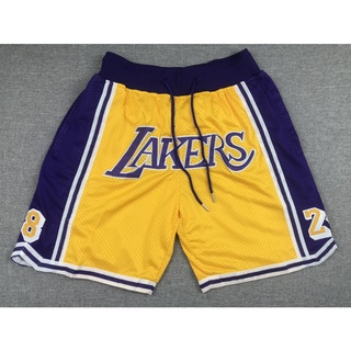 ใหม่ กระเป๋า NBA Los Angeles Lakers 8 สําหรับผู้ชาย# 24# Kobe Bryant LAKERS just don big กางเกงขาสั้น สีเหลือง ปักลายโลโก้ สําหรับใส่เล่นบาสเก็ตบอล